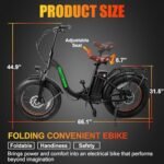 20" Folding Electric Bike,Peak 1200W Fat Tire Ebike 7 Speed Gear with Removable 48V15AH Lithium Battery and Multi-Function Display (Black). - Image 6
