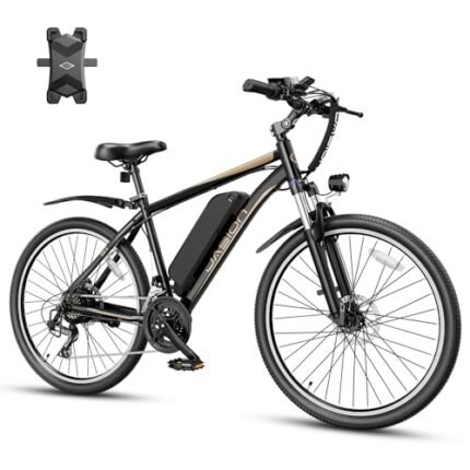 Jasion EB-X 26" Electric Bike for Adults, with Phone Holder, 850 W Peak Brushless Motor, 21 Speed Gear, 25 MPH Ebike, 450 Wh Removable Battery Electric Mountain Bike, Commuting E Bike, Fork Suspension.