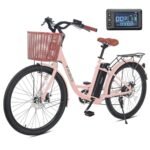 Viribus Electric Bike for Adults, Step Through Womens Electric Bikes, City Commuter Ebike 350W(Peak 500W) 7 Speed with 36V 13Ah Battery, Lightweight Aluminum Frame, Womens E Bike 26 inch.