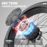 ESKUTE Spark Y Electric Mountain Bike, 1500W Peak Bafang Motor with Max Speed 28Mph, Up to 70Miles Range, 26"x4.8" Fat Tires Ebike with Full Suspension. - Image 2
