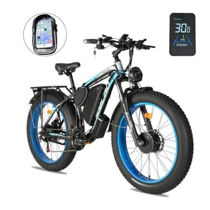 Electric Bike for Adults, Dual Motor 2000W 22.4Ah 35MPH AWD Ebike 21 Speed 26" Fat Tire MTB Hydraulic Disc Brake Front Suspension.