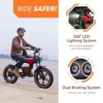 HIDOES B10 Cowboy Style Electric Bike for Adult 1000w Brushless Motor 48V 13AH Battery, 20"×4'Fat Tires Double Brake System 35Miles Max Range 37MPH Max Speed Beach Mountain Off Road Electric Bicycle. - Image 5