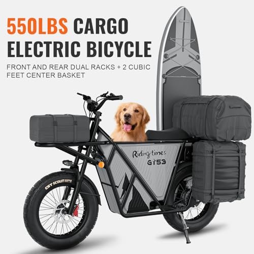Version 1.0.0 Riding'times GT53 Electric Cargo Bike for Adults 550LBS, 2000W Cargo Ebike, 1123WH Removable Battery, Dual Hydraulic Brakes, NFC Unlock, for Commuting, Shopping, Camping, Hunting, Fishing. - Image 2