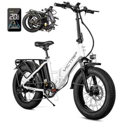 Electric Bike for Adults, 20.8Ah Removable Battery, Folding E-Bike with 750W Motor, 75+Miles Long Range, 4-6Hours Fast Charging, 7 Speed 20 x 4.0 Fat Tire Electric Horn, Class 2 Ebike.