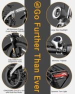 Electric Bike for Adults 1200/1400W Peak, 28/30MPH 60 Miles, 720WH Battery 20'' x 4.0 Fat Tire Folding Ebikes for Adults, with APP/Anti-Theft Alarm/NFC/BAFANG Motor/Hydraulic Brakes & UL 2849. - Image 6