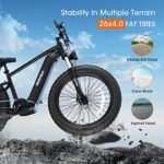 UDON BEEMONE Electric Bike for Adults One-Step, 1000W Motor Electric Bicycle with 26" x 4.0 Fat Tire, 30-80Miles 28MPH E-Bikes with 48V/20Ah Removable Battery (Men, Black-3). - Image 4