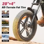E2 Electric Bike for Adults,750W Ebike with 48V13Ah Removable Battery,All-Terrain 20" Fat Tire Electric Bikes Up to 28MPH & 46.6Miles,Full Suspension,Cruise Control,UL Certified,Moped E-Bike. - Image 6