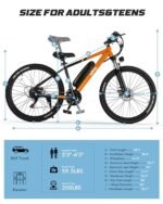 Racer Electric Bike for Adults - 21-Speed Mountain Lightweight Ebike with Peak 500W Brushless Motor, 375Wh Removable Battery, 26X2.1 Tire Step Over E-MTB, Up to 40 Miles. - Image 6