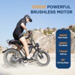 V60/V60 Pro Electric Bike, 48V 15.6/18.2Ah Removable Battery 20” Fat Tire Electric Bike, 1000/1500W Motor 30/33MPH Top Speed Electric Motorcycle, 7 Speed Dual Disc/Hydraulic Brake E Bikes. - Image 2