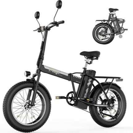 Freego Folding Electric Dirt Bike for Adults, 500W Motor,28Mph Max Speed/48V/20Ah/50Mile Removable Battery 7 Speed Electric Bike, 20" x 3 Tire Foldable Bike Front Supspension,Rearview Mirror.