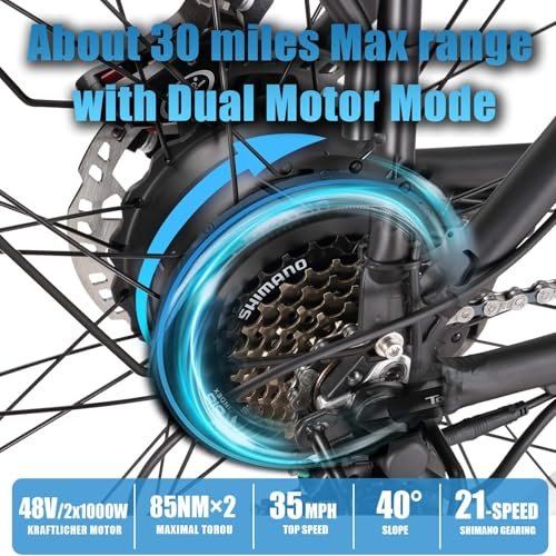 Version 1.0.0 KETELES Electric Bike for Adults, 2000W Dual Motor 26 Inch Fat Tire Mountain Ebike, 33 MPH 23AH 48V Battery Bicycle 21 Speed Electric Dirt E Bikes for Men. - Image 2