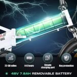 Vivi Electric Bike, 20" Folding Electric Bike Peak 750W Ebikes for Adults, 21.7MPH Foldable Ebike Electric Bicycle with 48V Removable Battery, 7 Speed Commuter Ebike Cruise Control, UL 2849 Certified. - Image 3