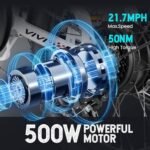 Vivi Electric Bike, 20" Peak 500W Folding Electric Bike, 21.7MPH Adult Electric Bicycles with Removable 48V 374.4Wh Battery, Up to 50Miles Range, Cruise Control, Shock Absorber, UL 2849 Certification. - Image 3