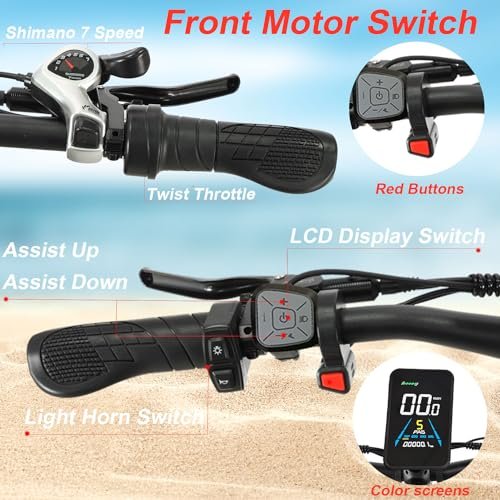 Version 1.0.0 Dual Motor 2000W Electric Bike for Adults, 48V 22.4Ah 35MPH 60Miles Long Range E-Bike, 26"*4.0 Fat Tire Off Road Snow Mountain Ebike, Dual Hydraulic Disc Brake E-Bikes 7 Speed. - Image 6