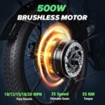 isinwheel U5 Pro Folding Electric Bike for Adults, 800W Brushless Motor, 20MPH Up to 50 Miles, 2-3H Fast Charge, 20" Fat Tire Ebike, 7 Speed Gear, Front Fork Suspension for Leisure Riding&Commuting. - Image 2