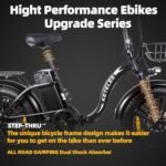 Folding Electric Bike 20'' Fat Tire Ebike for Adult, 2000W 32MPH Electric Bicycle with 48V 23AH 1104WH Removable Battery 7 Speed City Bike. - Image 2