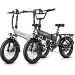 Jasion EB7 2.0 Electric Bike for Adults, 1200W Peak Motor 28MPH Max Speed Folding Ebike, 48V 10AH Removable Battery, 20" Fat Tire with Dual Suspension, 7-Speed Electric Bicycles, UL Certifiled.