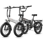 Jasion EB7 2.0 Electric Bike for Adults, 1200W Peak Motor 28MPH Max Speed Folding Ebike, 48V 10AH Removable Battery, 20" Fat Tire with Dual Suspension, 7-Speed Electric Bicycles, UL Certifiled.