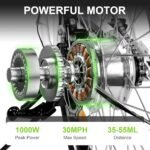 Electric Bike for Adults with 1000W Motor Peak,48V Removable Lithium Battery and up to 70Miles 30MPH,UL Certified 26" Electric Commuter Bike with 7-Speed and Front Suspension. - Image 3