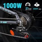 1000W Adult Electric Mountain Bike, 26 "Adult Electric Bicycle 48V 16AH, 7-Speed Fat Tire Electric Bicycle, Detachable Battery, All Terrain, Blue. - Image 3