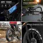 TotGuard Electric Bike, 26" x 4.0 Fat Tire Ebike with 500W Brushless Motor (Peak 750W), 48V 10Ah Foldable Electric Bicycles, 21.6MPH Electric Mountain Bike, Dual Shock Absorbers, 21 Speed. - Image 5