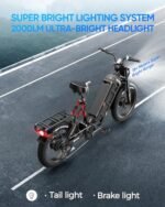 Juliet III Electric Bike for Adults Dual Motor 2000W 33MPH 48V 60Ah 100-200 Miles Long Range Electric Bicycle 20"*4.0 Fat Tires E-Bike Full Suspension Electric Mountain Bike with Colorful Display. - Image 6