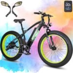 HAOQI Electric Bike for Adults, 26" x 4.0 Fat Tire Ebike, 750W Brushless Motor Mountain Bike with 48V 20AH Removable Battery, Electric Bicycle with 7 Speed to 28MPH….
