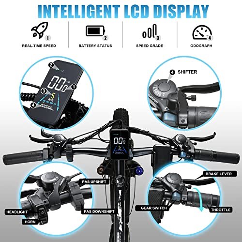 Version 1.0.0 Electric Bike for Adult, 26" Fat Tire Electric Bicycle 48V 17.5AH/13AH Removable Battery 1000W 28MPH Ebike 21 Speed Mountain Electric Bike, UL and GCC Certified. - Image 5