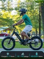 HAOQI Antelope Black Electric Bike for Adults 48V 25AH Removable Dual Lithium Battery, 750W Motor, 20" x 4.0 Fat Tire Step-Thru Ebike up to 28MPH, 7-Speed. - Image 2
