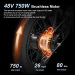 Electric Mountain Bike Electric Motorcycle-Sytle Bicycle for Adults Faster Charge 750W 48V 14AH Removable Battery 26MPH 20'' Mountain Ebike, 7 Speed Full Suspension Fork. - Image 6