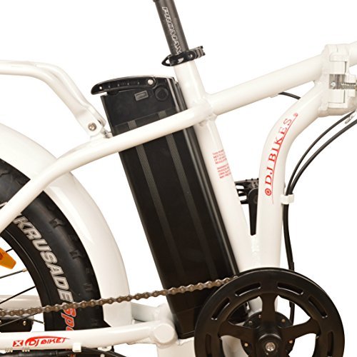 Version 1.0.0 DJ Folding Bike 750W 48V 13Ah Power Electric Bicycle, Pearl White, LED Bike Light, Suspension Fork and Shimano Gear. - Image 4