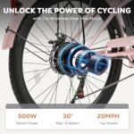 Viribus Electric Bike for Women, 500W (Peak 750W) 48V 13AH City Ebikes for Adults with Basket, Rack, Suspension, Aluminum Frame, Cruiser Commuter E Bike for Women, Step Through Electric Bike. - Image 3