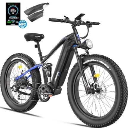 FREESKY Eurostar Ultra Electric Bike for Adults 1500W, 90 Miles & 48V 23Ah Removable Battery Ebike, 26" Fat Tire Adult Electric Bicycle, 35MPH Full Suspension Mountain Beach E Bike Off-Road E Bicycle.