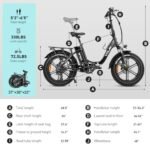 VITILAN 1200W Peak Electric Bike for Adults, U7 2.0 Folding 20*4.0 Inch Fat Tire Ebike, 48V 20AH Sam-Sung Removable Battery Max Range 80Miles&28Mph, Step-Through Electric Bicycle With Dual Suspension. - Image 6
