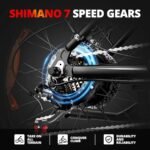 EB26 Electric Bike for Adults Peak 1500W Electric Bicycle 48V 15AH (720WH) Battery Electric Bike 26" Fat Tire Mountain 28mph 7 Speed Gears Dual Shock Absorber Electric Bike. - Image 5