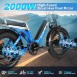 2000W Dual Motor Ebike,48V 30Ah Removable Dual Battery E Bike for Adult,35MPH Electric Bike 20"*4 Fat Tire 7-Speed Hydraulic Disc Brake 120 Mile Range Electric Bicycle Dual Lockbale Suspension. - Image 2