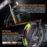 Electric Bike for Adults with Peak 1000W Brushless Motor,70Miles 28MPH Commuting Electric Foldable Bike with 48V15A Removable Battery,7-Speed Electric Bicycles,20" Tires and Front Suspension Bicycles. - Image 4