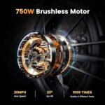 CycRun Electric Bike for Adults 750W Motor with 374.4WH Battery, 20MPH 55Miles Moped Style Ebike for Adults, 20" Fat Tire Commuting Off Road Mountain Ebike with Hydraulic Suspension, UL2849. - Image 2