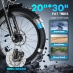 Electric Bike for Adults,with Peak 1000W Motor,Detachable Lithium Battery 48V20AH,Up to 30MPH,Endurance 80Mile,20"x3.0 Fat Tire Commute Mountain Beach Snow Bicycles,Electric eBike with 7-Speed. - Image 3
