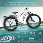 Vivi ACE01 Electric Bike for Adults, 26" x 4.0 Fat Tire Ebike, 1475W Peak Motor Torque Sensor Electric Mountain Bike, 25MPH Electric Bicycle with 48V 15AH Battery, 7 Speed, Hydraulic Brake, UL 2849. - Image 4