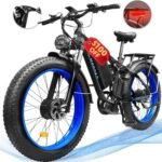 Ebikes Dual Motor, Electric Bike for Adults, 2000w Fat Tire Ebike 35mph Dual Motor Electric Bike with Removable 48v, All Terrain Ebikes for Adults, Full Suspension 26" Awd E Bike 22.4ah Battery.
