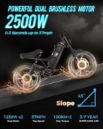 RomeoⅡ 2500W Electric Bike for Adults 40 Mph, 60Ah Long Range Ebike 120+Miles, 20 * 5.0 Fat Tire Electric Mountain Bike Upgrad Air Fork 4-Piston Brake App Control Ebike UL2849. - Image 3