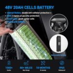 eAhora P5 II [2024 Upgraded] Electric Bike Peak 1700W Electric Mountain Bike 48V 20Ah Removable Battery 24 * 4.0 Fat Tire Electric Bike 32MPH Full Suspension Ebike Programmable Display. - Image 4