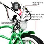 Tracer Beyond Pro 26'' Classic Stretch Chopper EBike with Spring Suspension Classical Fork, disc Brake and hi-Rise Steel Handlebar (Green). - Image 4