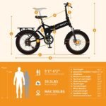 Jasion EB7 2.0 Electric Bike for Adults, 1200W Peak Motor 28MPH Max Speed Folding Ebike, 48V 10AH Removable Battery, 20" Fat Tire with Dual Suspension, 7-Speed Electric Bicycles, with Front Basket. - Image 6