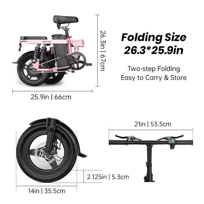 Toofly Foldable Electric Bike for Adult, 20MPH Speed & 20Miles Long Ranges, 500W Motor & 48V 15Ah Removable Battery, 14" Tires Folding E Bike Adults Electric Bicycle for Commuter Travel. - Image 6