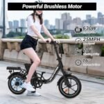16" Folding Electric Bike Adults, Peak 630W Adult Electric Bicycles, Up to 25 MPH and 35 Miles Foldable Ebikes, Electric Bike for Teens with 36V 8Ah Removable Battery, Dual Disk Brake. - Image 2