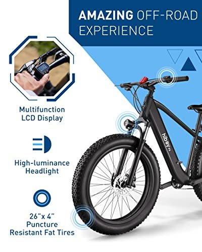 Version 1.0.0 Hiboy P6 Electric Bike for Adults, 28MPH 62.1Miles Range 1000W Peak Motor 48V 13Ah Removable Battery Ebike, 26” x 4.0" Fat Tire Electric Bicycle, Shimano 7 Speed, Hydraulic Suspension, UL Certified. - Image 5