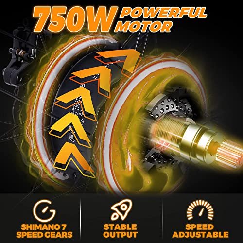 Version 1.0.0 ECOTRIC Coolboy Electric Bike 26" Fat Tire 750W Electric Mountain Bike 48V 12.5AH Removable Large Battery Adult Electric Bicycles Beach Snow Mountain Bike Dual Shock Absorber & Shimano 7-Speed. - Image 2