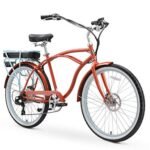 sixthreezero Around The Block Men's Electric Bicycle, 7-Speed Beach Cruiser eBike with Rear Rack, 500/250 Watt Motor, 26 Inch Wheels, Multiple Colors.